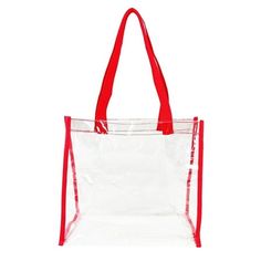 K-Cliffs Event, Security Approved Clear PVC Transparent Open Tote Bag. 12"Lx12"Hx6"W. 2 heavy duty durable handles straps. Red trim. Unisex, Teen-Adults Age Group: adult. Red Rectangular School Bag, Red Tote Bag For School, Red School Tote Bag, Large Red Casual Bag, Large Red Shoulder Bag For Travel, Large Red Bag For Everyday Use, Everyday Red Bags With Reinforced Handles, Red Everyday Bags With Reinforced Handles, Large Red Everyday Bag