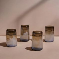 Smoke and Luster Recycled HB Glassware, Set of Four, Mouthblow in Mexico. Smoke and Luster 100% recycled glass. Dimensions 5.5" H. x 3" D. 650 Ml / 21.99 Oz Room Inspo Decor, Kitchen Decor Collections, Linen Candle, Apt Decor, French Colonial, Home Goals, House Supplies, Boutique Interior, Phone Shop