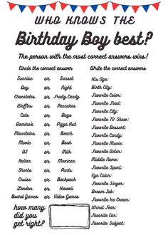 "Get ready to have some fun with our \"Who Knows the Birthday Boy Best\" quiz! With this customizable invitation, you'll receive a link to an editable Canva template that you can personalize to your liking. If you're happy with the design as is, simply download the PDF and start using it right away. No need to access Canva unless you want to change the answers. This activity is perfect for getting to know your friends and family in a playful way. So why wait? Get your invitation today and let th Things To Do For Your 14th Birthday Party Ideas, 40th Birthday Sleepover Ideas, 14th Birthday Party Ideas Boy, Quince Activities, Birthday Activities For Teenagers, Birthday Party Ideas For Teenagers 15, Sweet 16 Activities Things To Do, 14th Birthday Party Ideas For Teenagers, Bday Party Ideas Teenagers