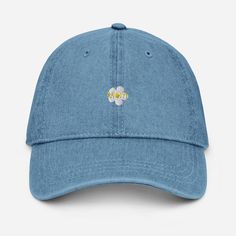 Complement your everyday wardrobe with this pigment-dyed denim hat! Made out of 100% cotton, the 6-panel cap offers a light feel, while the adjustable strap ensures a solid and comfortable fit.  * 100% cotton * 6-panel unstructured cap with a low profile * Soft crown *  6 sewn eyelets  * 4 rows of visible stitching on the visor * Adjustable strap * Head circumference: 21.65″-25.19″ (55 cm-64 cm) * Blank product sourced from China This product is made especially for you as soon as you place an or Pre-washed Cotton Baseball Cap With Curved Bill, Vintage Cotton Dad Hat With Curved Visor, Pre-washed Cotton Dad Cap, Pre-washed Cotton Dad Hat, Cotton Six-panel Spring Hat, Spring Cotton Six-panel Hat, Spring Washed Blue Cotton Hat, Spring Six-panel Cotton Hat, Medium Wash Cotton Hat With Curved Brim