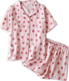 Comfortable Pink Bedtime Set, Comfortable Pajama Shorts For Spring Sleepover, Casual Spring Bedtime Sets, Casual Bedtime Sets For Spring, Comfortable Summer Sets For Pajama Party, Cute Cotton Lounging Sets, Summer Sleepwear Cotton Sets, Cotton Sleepover Sets For Summer, Comfortable Pink Loungewear Sets