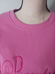 This is handcrafted embroidery youth pink sweatershirt with the word beautiful long sleeve size 16-18 youth athletic.