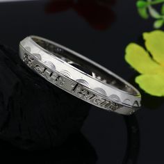 "925 sterling handmade top-class design with indian idol lord shiva mantra \"aum namah shivay\" open face bangle bracelet kada jewelry from rajastan india Metal-925 sterling silver. Weight-49.150 grams approx. Width-13.0 mm approx. marking-925. Size-2-10 or 2.62\" or 6.7 cm. Type-mantra kada. makes excellent gift and collectible items." Traditional Silver Personalized Bracelets, Traditional Silver Bracelets Personalized, Traditional Personalized Silver Bracelets, Adjustable Engraved Sterling Silver Bracelet For Festivals, Silver Bangle For Puja, Symbolic Silver Bangle For Festivals, Adjustable Traditional White Gold Bangle, Silver Bangle Bracelets For Puja, Silver Bangle For Anniversary