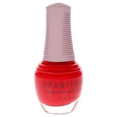 Sparitual nourishing vegan color 1-step formula features red tea and seaweed extract to help moisturize and revitalize nails. Adhesion promoters and shine additives eliminate the need for basecoat and topcoat. Size: 0.5 oz. Sparitual Nail Polish, Nail Polish Red, Clinique Black Honey, Polish Names, Chanel Nail Polish, Skin Care Cosmetics, London Nails, Olive And June, Nail Art Set