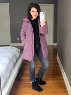 THE HUGELY POPULAR UNIQLO PUFFER COAT IS BACK! (In 6 Colors) | We're reviewing the Uniqlo women's down puffer coat — AGAIN😂 Lightweight, warm, comfy & affordable, it comes in black, lavender & cream. Let's go! | #TheMomEditStyle #UniqloWomensSeamlessDownCoat #UniqloDownPufferCoat #BlackPufferCoatWomens #RedPufferCoat #PufferCoatWithHood #CreamPufferJacket #LavenderPufferJacket Uniqlo Coat, Puffer Coat Outfit, Cream Puffer Jacket, Puffer Outfit, Red Puffer Coat, Lavender Cream, Puffer Coat With Hood, Black Puffer Coat