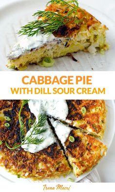 skillet cabbage pie recipe with sour cream dill sauce Cabbage Pie, Ethiopian Lentils, Orthodox Fasting, Recipe With Sour Cream, Fasting Recipes, Cabbage Casserole, Sour Cream Recipes, Dill Sauce, Low Carb High Protein