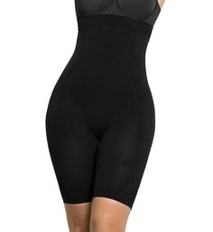 Wear this under your favorite outfit to help slim your mid-section and thighs for a sleek look. Features removable straps so you can wear with or without. Made of polyamide/spandex. Wide, supportive, 2-ply stretch band at top secures a custom fit. SkinFuse seamless technology produces a very light fabric that's invisible under clothes. Comfortably controls entire torso below braline down to knees. Wide-set, removable straps adjust with coated metal hardware. Targeted compression for waist, tummy Sleek Compression Elastane Bottoms, Sleek Compression Solid Bottoms, Elegant Compression Shapewear With Smoothing, Elegant Compression Shapewear For Smoothing, Elegant Compression Smoothing Shapewear, High Waist Fitted Seamless Shapewear, Seamless High Waist Fitted Shapewear, Fitted High Waist Seamless Shapewear, Shapewear With Built-in Shorts And High-cut Leg