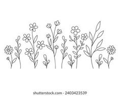 hand drawn flowers on white background