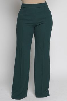 Elevate your wardrobe with these luxurious Kat Plus Size Trousers. Crafted from high-quality fabric, these trousers offer both style and comfort. The classic design and flattering fit make them a versatile addition to any outfit. Perfect for any occasion, these trousers are a must-have for any fashion-forward individual. The perfect plus-size work pants have arrived. The Kat trousers are super comfortable and perfect for working that 9-5 all day. There's a back zipper so that you won't have to d Hourglass Body Shape Fashion, Hunter Green Pants, Green Top Outfit, Hourglass Figure Dress, Wide Leg Trousers Outfit, Work Trousers Women, Green Dress Outfit, Pants Outfit Work, Beaded Jumpsuit