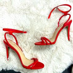 New Without Tags. Only Tried Them On In Store. About A 4inch Heel. Forever 21 Brand. Red Strappy Heels With 4-inch Heel, Red Heels, Lady In Red, Forever 21, In Store, Women Shoes, Heels, Tags, Red