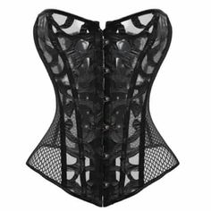 Plus Size Overbust Corset Mesh Steel Boned Best Evening Dresses, Tight Outfits, Corset Steampunk, Fashion Corset, Corset Dresses, Waist Shapers, Steampunk Corset, Steel Boned Corsets, Black Bustier