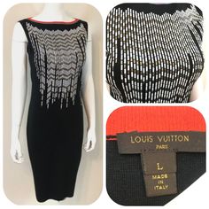 Gorgeous Authentic Louis Vuitton Black Embellished New Women Knit Dress . Boat Neck Wool/Cashmere/Silk Size L- Run Small. Excellent Condition. No Flows. Measurements Lying Flat ( Not Stretch) Chest 17", Length 41. The Dress Is Sure To Look Amazing With Pumps. Ask Questions.Wool Cashmere Sleeveless Louis Vuitton Dresses, Louis Vuitton Black, Authentic Louis Vuitton, New Woman, Boat Neck, Knit Dress, Black Red, Limited Time, Colorful Dresses