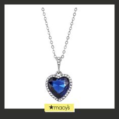 in stock Elegant Blue Heart Necklace, Elegant Blue Jewelry For Valentine's Day, Elegant Blue Necklaces With Heart Charm, Elegant Blue Necklace With Heart Charm, Elegant Blue Necklaces For Valentine's Day, Blue Necklace For Anniversary On Valentine's Day, Formal Sapphire Heart Necklace, Blue Heart Cut Necklace For Formal Occasions, Elegant Blue Heart Necklace For Valentine's Day