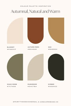 Autumnal, Natural and Warm Colour Palette for Your Brand and Squarespace Website Earth Colour Palette, Earth Tone Color Palette, Inmobiliaria Ideas, Earth Tone Color, House Color Palettes, Nature Color Palette, Earthy Color Palette, Warm Colour Palette, Brand Color Palette