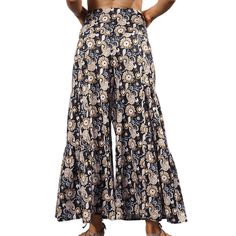 Black Digital Print Cropped Wide Leg Boho Pants with Tie Boho Pants, Bottoms Pants, Wide Leg, Digital Prints, Pants, Black, Trousers