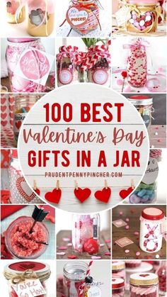 valentine's day gifts in a jar with the words, 100 best valentine's day