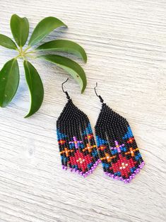 Ethnic Floral Beaded Fringe Earrings Seed Bead Earrings Dangle | Etsy Turkey Bohemian Beaded Fringe Drop Earrings, Multicolor Bohemian Dangle Flower Earrings, Bohemian Flower Drop Earrings With Dangling Beads, Bohemian Flower Earrings With Dangling Beads, Multicolor Bohemian Flower Earrings, Bohemian Chandelier Drop Earrings With Beaded Fringe, Traditional Fringe Beaded Drop Earrings, Bohemian Beaded Earrings With Fringe, Bohemian Beaded Fringe Dangle Earrings