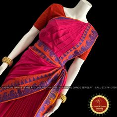 Design by Classical Dance Jewelry® ❥ A collection of colorful and elegant dance sarees in cotton fabric with minimalistic patterns for all the ladies who are ardent fans of our traditional dance. ❥ These sarees are also known as Kalakshethra sarees. ❥ Dance practice sarees have different measurements than the usual sarees and can't be used as a party wear or casual wear. ❥ It is made of pure cotton saree with plain contrast color borders.These practice sarees worn over pajamas / pants and a chol Diwali Fitted Pre-draped Saree With Motifs, Fitted Pre-draped Saree With Zari Work For Puja, Fitted Pre-draped Saree With Cutdana For Festivals, Pink Pre-draped Saree With Motifs For Puja, Fitted Pre-draped Saree With Motifs For Festivals, Traditional Fitted Pre-draped Saree For Navratri, Traditional Fitted Pre-draped Saree With Motifs, Cotton Pre-draped Saree For Puja During Navratri, Fitted Pre-draped Saree For Puja And Transitional Season