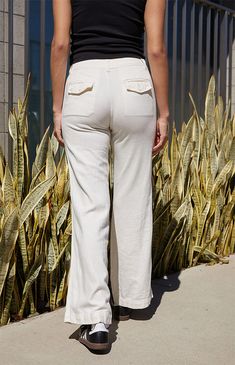 White Eloise Wide Leg Pants John Galt, Solid Color Pants, My Mobile Number, White Shop, Pacsun, High Waisted Pants, Wide Leg Pants, Wide Leg, Active Wear