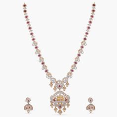 Beena Nakshatra CZ Necklace Set Cz Necklace, Custom Necklace, Cz Stone, Yellow White, Matching Earrings, Long Necklace, Necklace Set, Beautiful Jewelry, Jewelry Box