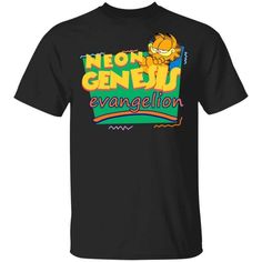 a black t - shirt with the words neon gendo evan on it and an image of