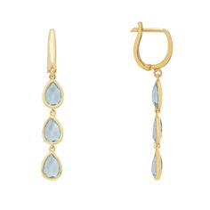 Unveil the enchantment of the Sardinia Triple Teardrop Earrings Gold Blue Topaz where the captivating allure of Blue Topaz takes centre stage.  Each earring features a trio of teardrop-shaped Blue Topaz gemstones, carefully selected for their crystal-clear blue hue that mirrors the tranquil depths of the ocean. These gems are artfully arranged to create a mesmerizing cascade effect, catching the light with every movement and casting a gentle glow upon the wearer. Handcrafted in 925 Sterling Silv Teardrop Earrings Gold, June Birthstone Jewelry, Centre Stage, Pearl Jewellery Earrings, Men's Jewelry Rings, Evil Eye Jewelry, Eye Jewelry, Fine Jewelry Gift, June Birth Stone