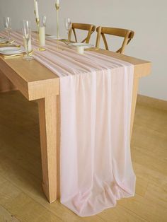 9.8Ft Blush Sheer Chiffon Table Runner Sheer Table Runner, Chiffon Table Runner, Blue Table Runner, Boho Country, Wedding Tablecloths, Estilo Country, Stil Boho, Blue Table, Traditional Fabric