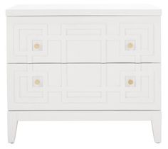 White / Gold White And Gold Nightstands Set Of Two, White Nightstand, 2 Drawer Nightstand, Chinoiserie Chic, Drawer Nightstand, Glossy White, Chinoiserie, Drawers, White