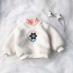 Toddler Kids Girls Solid Color Cute Flowers Thickened Padded Sweater - PrettyKid Baby Outfits Girl, Adorable Baby Outfits, Girl Baby Clothes, Baby Clothes Newborn, Cool Baby Clothes, Trendy Baby Clothes, Trendy Girls Outfits, Clothes Trendy