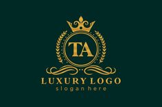 luxury logo design with crown and laurel