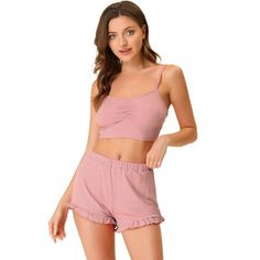 Great for loungewear, nightwear, sleepwear, home bedroom, daily wear. This stretchy pajamas sets for women is soft, lightweight, breathable and comfortable to wear as. This lounge sets designed with solid color and v-neck with pleated front makes the sleepwear casual, and you have different color choice to match it with your heart. No matter the cozy bedtime, casual home relax, laze afternoon, comfy bath, the soft and lightweight women's nightdress could company with you all the time. It's good Casual Solid Pajama Shorts For Sleepover, Camisole Sleepwear For Sleepover, Solid Color Camisole Sleepwear For Sleepovers, Solid Color Camisole Sleepwear For Relaxation, Solid Sleepwear With Spaghetti Straps For Sleepover, Casual Solid Color Pajama Shorts For Bedtime, Sleepwear Camisole For Bedtime, Solid Color Cami Sleepwear For Loungewear, Spaghetti Straps Sleepwear For Pajama Party