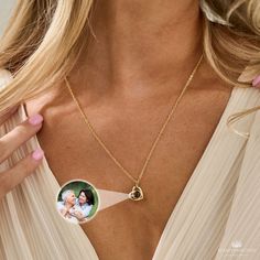 "Custom photo Necklace, 18K Gold Plated photo Necklace, 925 Sterling Silver Projection Necklace, Personalized photo Necklace, Birthday Gift for Her, Anniversary Gift, Grandma Gift Carry your photo hidden in your necklace, with a see-through lens, you can see the photo inside the pendant or you can shine a light through it and project your photo on a wall. Please send us your picture after purchase. You can contact us through CONTACT SHOP OWNER or ASK A QUESTION. We usually recommend our clients Picture Necklace Personalized, Necklace With Picture Inside, Necklace With Picture, Mothers Day Pictures, Projection Necklace, Custom Gift Cards, Anniversary Necklace, Picture Necklace, Chrismas Gifts