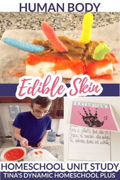 Edible Skin Project and Free Homeschool Human Body Unit Study Biology Project Ideas, Human Body Lapbook, Human Body Homeschool, Human Body Crafts, Free Homeschool Planner, Biology Project