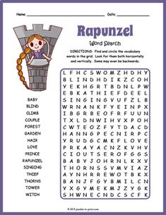 the rapunzel word search is shown