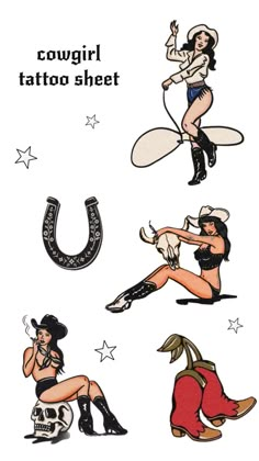 the cowboy girl tattoo sheet is shown