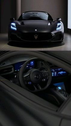 the inside and outside view of a sports car