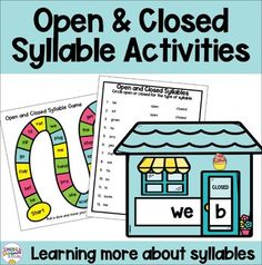 an open and closed book with the words, we are learning more about sylabies