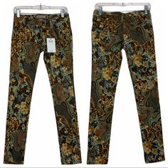 New With Tags $39.95 Brand: Gjg Denim Size: 1 Multicolor Boho Paisley Floral Baroque Mixed Media Printed Midrise Skinny Jeans Pants - Made In Los Angeles - Little Stretch * All Measurements Are Taken While Item Is Laying Flat And Are Approximate * Waist: 14.5” Hips: 17.5” Rise: 7” Inseam: 32.5” (P) Fitted Bottoms With Paisley Print For Spring, Fitted Paisley Print Bottoms For Spring, Spring Patterned Bottoms With Paisley Print, Spring Paisley Print Patterned Bottoms, Fitted Floral Print Patterned Bottoms, Fitted Paisley Print Bottoms For Fall, Fitted Paisley Print Pants For Spring, Casual Mid-rise Floral Print Pants, Fitted Paisley Print Spring Pants