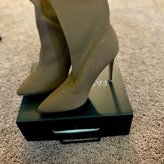 Sexy Brown Stiletto Heeled Boots. Size 8. Never Worn Before Beige Heels For Night Out In Fall, Beige Heels For Fall Night Out, Beige Boots For Night Out, Beige Heels For Night Out, Beige Fitted Heels For Night Out, Fitted Beige Heels For Night Out, Casual Party Heels, Casual Knee-high Party Heels, Casual Fitted Heels For Night Out