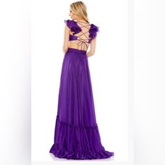 *New With Tags Mac Duggal Same Day Expedited Shipping Chiffon Fabric (100% Polyester) Fully Lined V-Neck Short Sleeve Draped Pleated Bodice Ruffle Shoulder Detailing Back Zipper Full Length Approx. 62.5" From Top Of Shoulder To Bottom Hem Style #70254 Mac Duggal Prom, Colorful Dresses Formal, Prom Long, Unique Prom Dresses, Dress Guide, Chiffon Overlay, Pleated Bodice, Full Length Dress, Prom Outfits