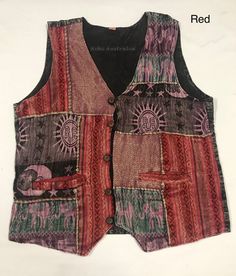 This funky patched cotton stonewashed vest is a must have statement piece! It's hand made in Nepal with buttons and 2 front pockets. Approx Measurement:-  Medium-       W- 102cm       L- 60cm long  Large- W- 106 cm   L-63cm Long  XL - W- 110cm L - 65cm long  XXL- W-114cm L- 68cm long Feedback: If for any reason you are not satisfied with your purchase please contact me before leaving negative or neutral feedback - I will do my best to rectify the situation. Thanks  Achi Australia Cotton Patchwork Vest For Festivals, Bohemian Patchwork Vest For Festivals, Festival Cotton Denim Vest With Pockets, Sleeveless Vest With Pockets For Festivals, Sleeveless Festival Vest With Pockets, Casual Cotton Patchwork Vest, Festival Denim Vest With Pockets, Bohemian Multicolor Patchwork Vest, Bohemian Sleeveless Vest With Buttons