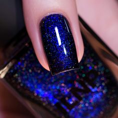 ILNP Nocturnal - Black Holographic Shimmer Nail Polish Holo Nail Polish, Ilnp Nail Polish, Dark Blue Nails, Black Holographic, Fall Nail Polish, Shimmer Nail Polish, Holo Nails, Under The Moonlight