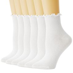 PRICES MAY VARY. Material & Size: These women's ruffle socks have enough elasticity and are suitable for most US women's shoe sizes 5-9. These ankle socks are not easy to rub the skin and has a good sweat absorption effect. Soft & Breathable: The women crew socks are made of 80% combed cotton with double needle technology, making socks softer and more breathable, and never go out of style. These women's cute socks match with women's sneakers, sandals, casual, sports or formal shoes. Ruffle Cuff Ruffle Socks, White Frilly Socks, Frilly Socks, Ruffled Socks, Ankle Socks Women, Women Crew Socks, Lace Socks, Cute Socks, Boot Socks