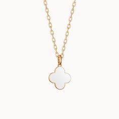 Colorful and pretty, our Personalized Enamel Clover Cross Necklace is a little token of luck to elevate any jewelry collection. This beautiful clover necklace is available in three eye-catching enamel colors. Each cross necklace be made into a lovely personalized gift by hand-engraving a special name onto the reverse of your charm.&nbsp;18K Champagne Gold Plated or 925 Sterling SilverCharm: 0.55x0.55&nbsp;Secure clasp fasteningCharms are removable from this chain and can be worn on all M Tarnish Resistant Enamel Jewelry Gift, Enamel Pendant Jewelry With Flower Charm, White Enamel Pendant Charm Necklaces, White Flower Charm Round Pendant Jewelry, Engraved Enamel Necklaces For Gifts, White Good Luck Charm Necklaces, Engraved Enamel Necklace For Gifts, Engraved Enamel Necklace For Gift, White Jewelry With Flower Pendant Charms