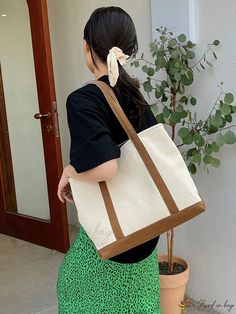 Bird in Bag - Korean Style Minimalist Casual Tote Bag with Canvas Capacity Casual Solid Color Canvas Bag For Shopping, Rectangular Canvas Bag With Large Capacity, Trendy Canvas Bag For Everyday Spring Use, Casual Large Capacity Rectangular Canvas Bag, Casual Solid Color Canvas Bag For Everyday Use, Casual Everyday Canvas Bag In Solid Color, Everyday Casual Solid Color Canvas Bag, Casual Square Bag, Casual Solid Color Square Bag