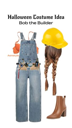 Builder Halloween Costume, Costumes Ideas For Groups, New Years Eve Costume, Builder Costume, Halloween Last Minute, Cracked Doll, Hunter Deer, Eve Costume, Chibi Base