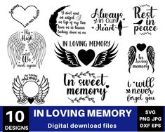 the 10 loving memory svt files are available for use in your design projects, crafts and