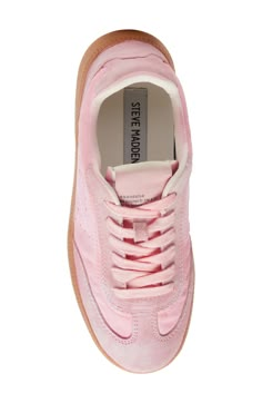 Smooth suede trim adds a sophisticated twist to a low-top sneaker that exemplifies sporty-chic style. Lace-up style Cushioned footbed Textile and leather upper/textile lining/synthetic sole Imported Sam Edelman Sneakers, Pink Sneakers Outfit, Cute Sneakers For Women, Pink Wishlist, Light Pink Sneakers, Pink Tennis Shoes, Sneakers Outfit Casual, Sporty Chic Style, I Want Love