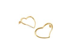 Flirt Earrings - Hey Harper - the original waterproof jewelry brand Modern Heart-shaped Metal Earrings, Elegant Open Heart Earrings For Everyday, Trendy Heart-shaped Yellow Gold Earrings, Trendy Gold Open Heart Earrings, Metal Open Heart Jewelry For Pierced Ears, Modern Earrings For Valentine's Day Gift, Gold Open Heart Single Earring, Trendy Single Earring For Anniversary, Trendy Solo Earring For Anniversary