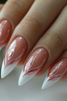 Transform your look with these stunning French Manicure Acrylic Nails, Beauty Hacks Nails, Art Deco Nails, Elegant Nail Art, Elegant Nail Designs, Romantic Nails, Fancy Nails Designs, Pretty Nail Art Designs, Pretty Nail Art